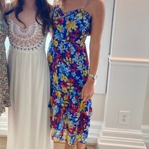 Lulu's Blue Floral Midi Dress